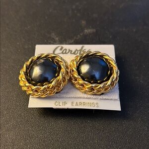 Carolee Gold and Black Clip-On Earrings